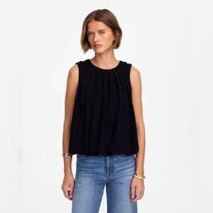 Madewell Black Pleated Sleeveless Tank Top